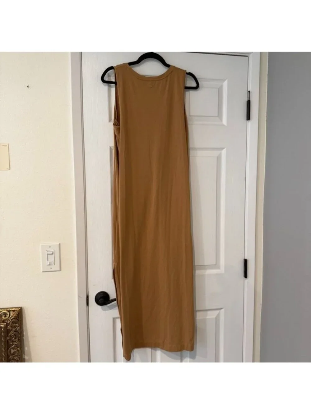 Cuyana Pima Cotton Blend Tan Brown Midi Tank Dress Size Large - Picture 2 of 6